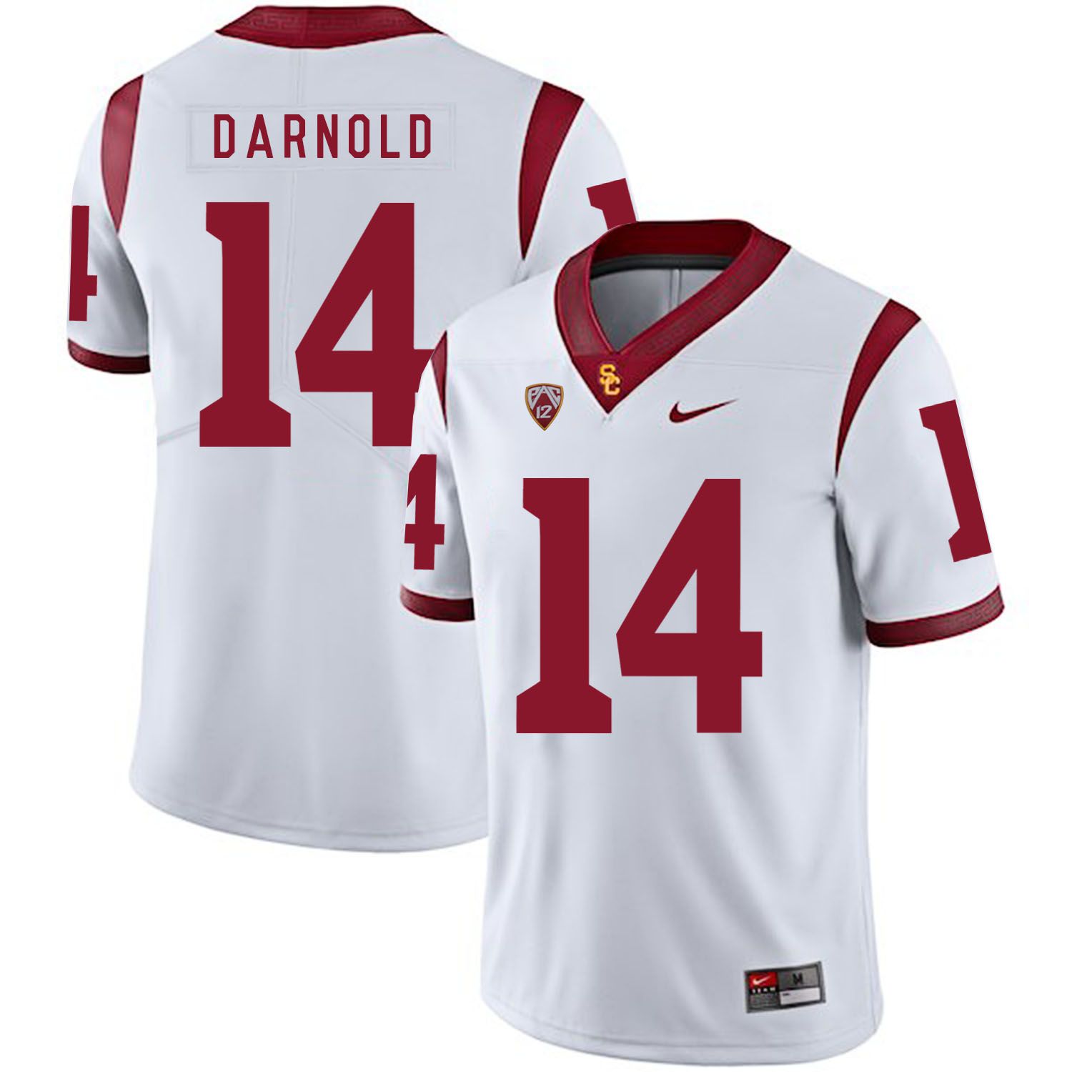 Men USC Trojans 14 Darnold White Customized NCAA Jerseys